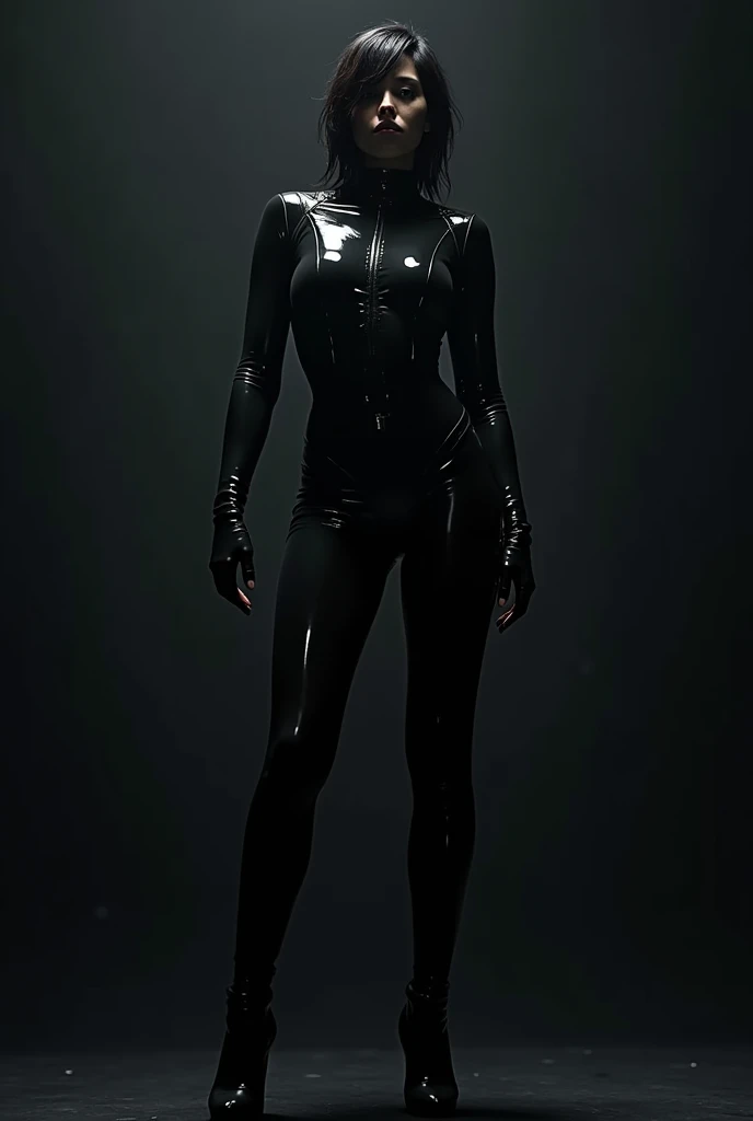 A girl with latex suit


