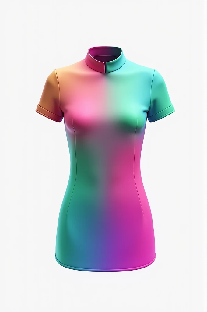Hello, design me a uniform with a white background, and colors in pink gradient, green mind and purple
