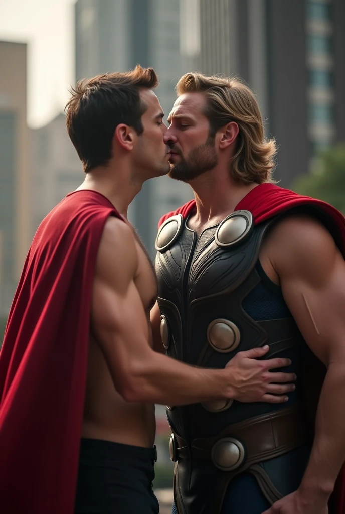 Tom Holland kissing Thor shirtless and web coming out of his dick