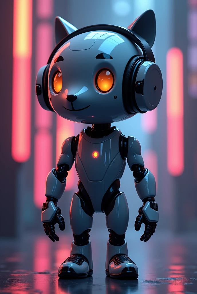 Design a mascot for a language learning company that utilizes artificial intelligence for conversation, with the mascot being acombination of a headset and a microphone. The mascot should reflect the company's expertise in conversation and listening, highlighting its ability to facilitate language learning through AI-powered conversational tools. The design of the mascot should be a fusion of a mic and headsetLess
