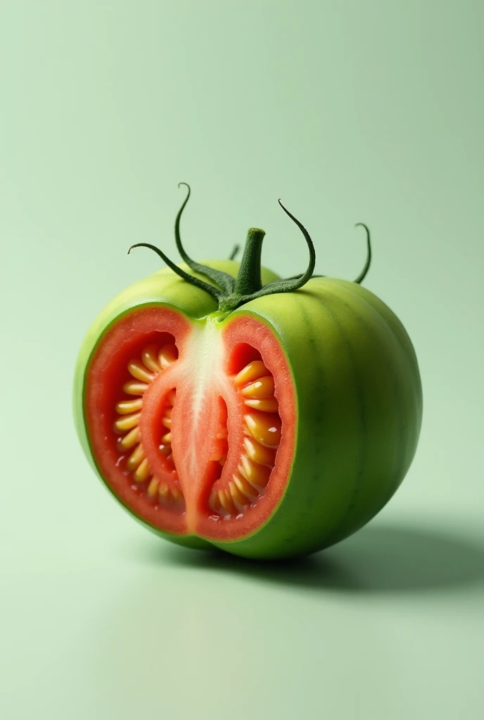 a new fruit consisting of a tomato and a cucumber in one fruit