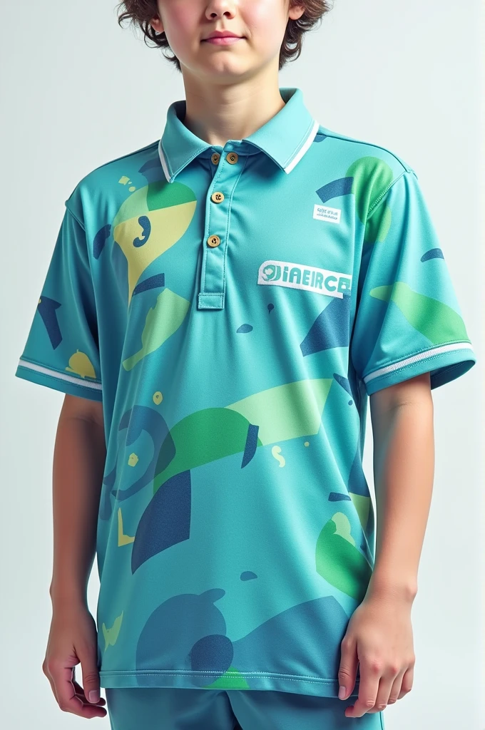 A science club polo shirt Jersey with colors blue green and white
