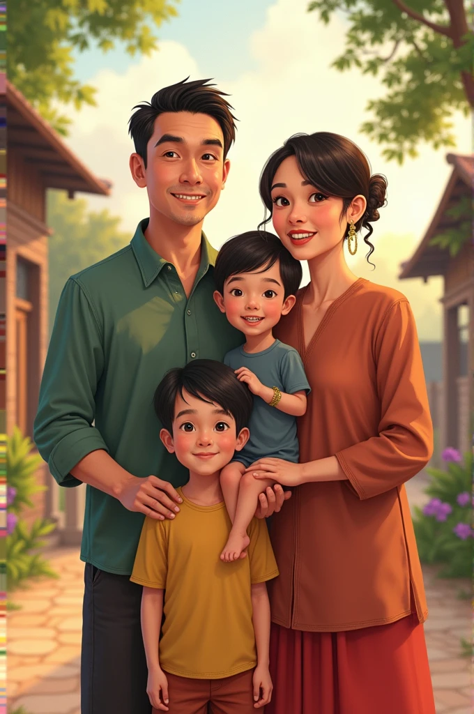 Father mother and two boys live in magway Myanmar 