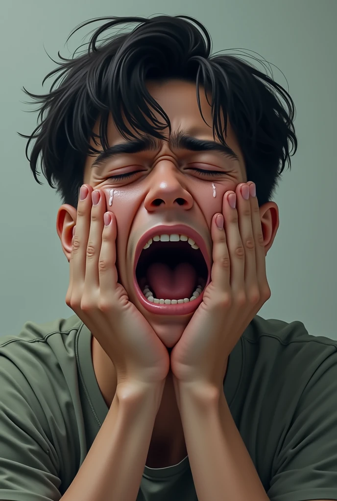 Crying young man