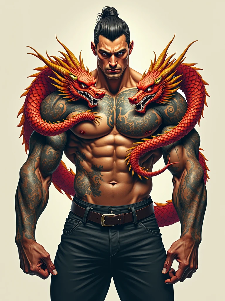 2 dragon tattoo on chest