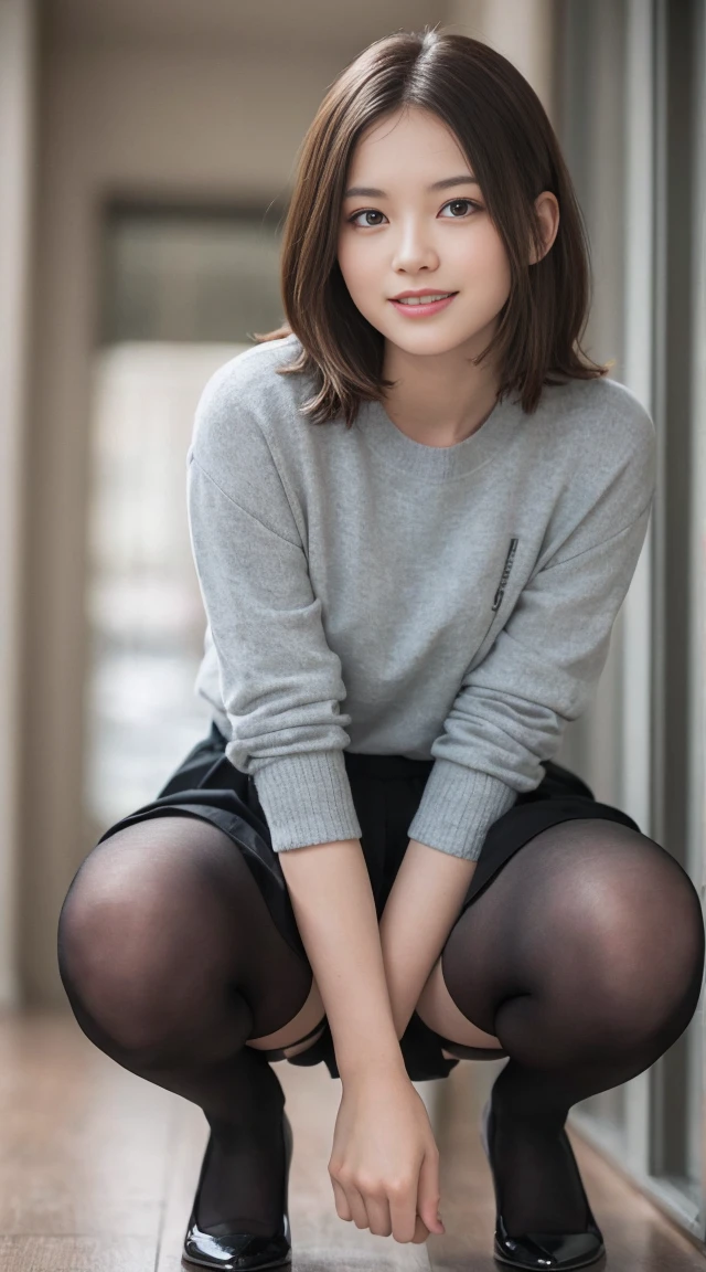 (Happy expression:1.26)、RAW Photos、(((The ultimate beauty full-body photo)))、((Glowing Skin))、1 girl、Two beautiful girls from Prague、Bright expression、((Brown Hair))、Girl in sweatshirt、skirt、View from the floor、(Long stockings or pantyhose)、(Upskirt)、Spread your legs、Squat、Contrapuntal Shot、((Very detailedな))、(Perfectly detailed face)、(Great hands)、Photorealistic images、((masterpiece、最high quality、Very detailedな、Film Light、Intricate details、High resolution、Very detailed))、Detailed Background、8 times、Digital single-lens reflex camera、Soft Light、high quality、Film Grain、Fujifilm XT3 、Shallow depth of field、natural Soft Light、Kamimei、 Black 20 denier pantyhose