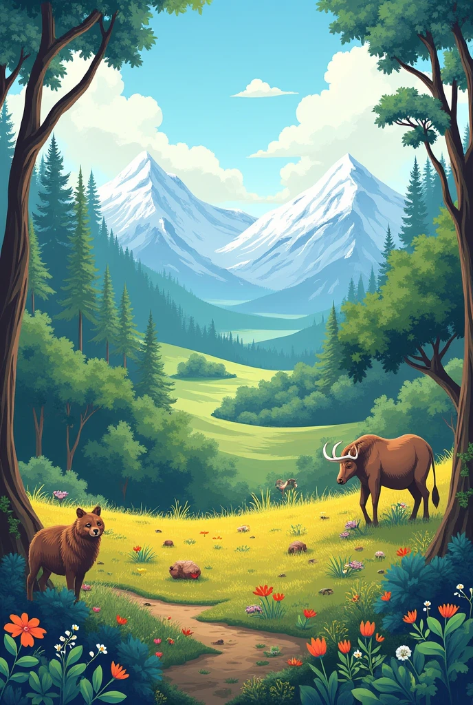 A cover of a booklet bringing together the biomes, taiga, tundra and savannah for a school project