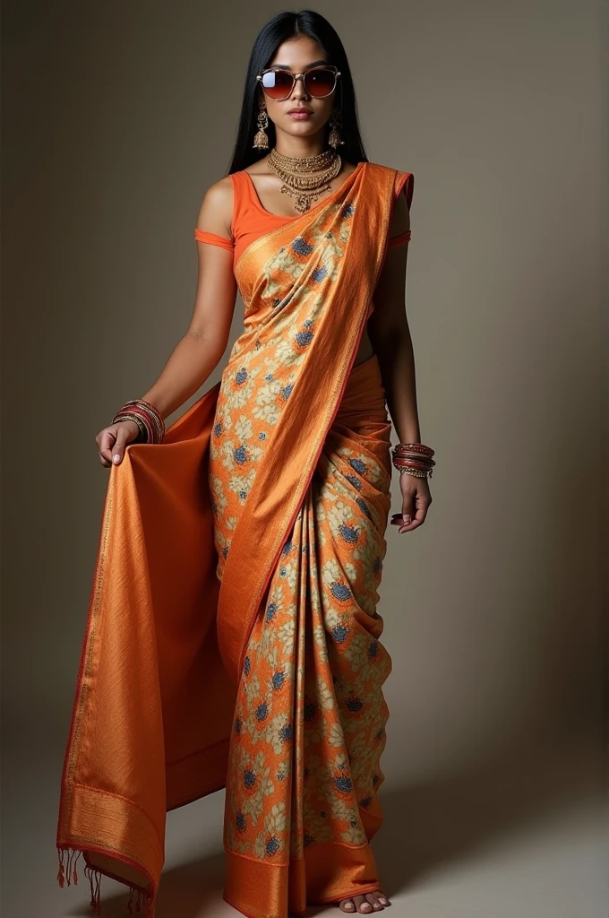Make a photo of woman in doggy style In saree