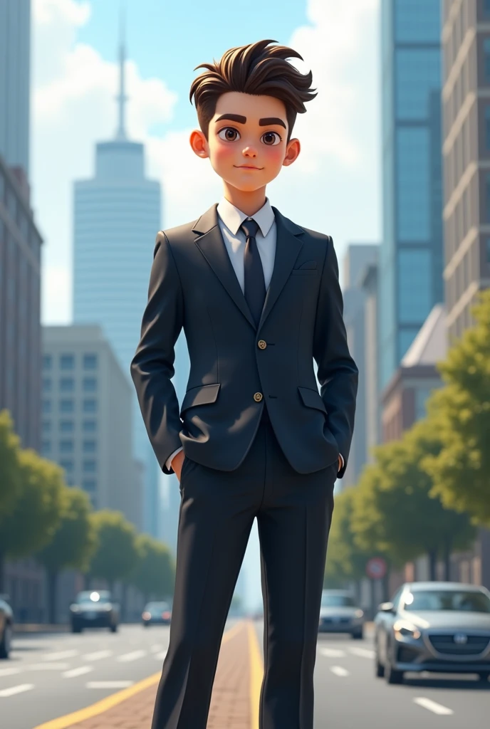 A boy looking like a business man