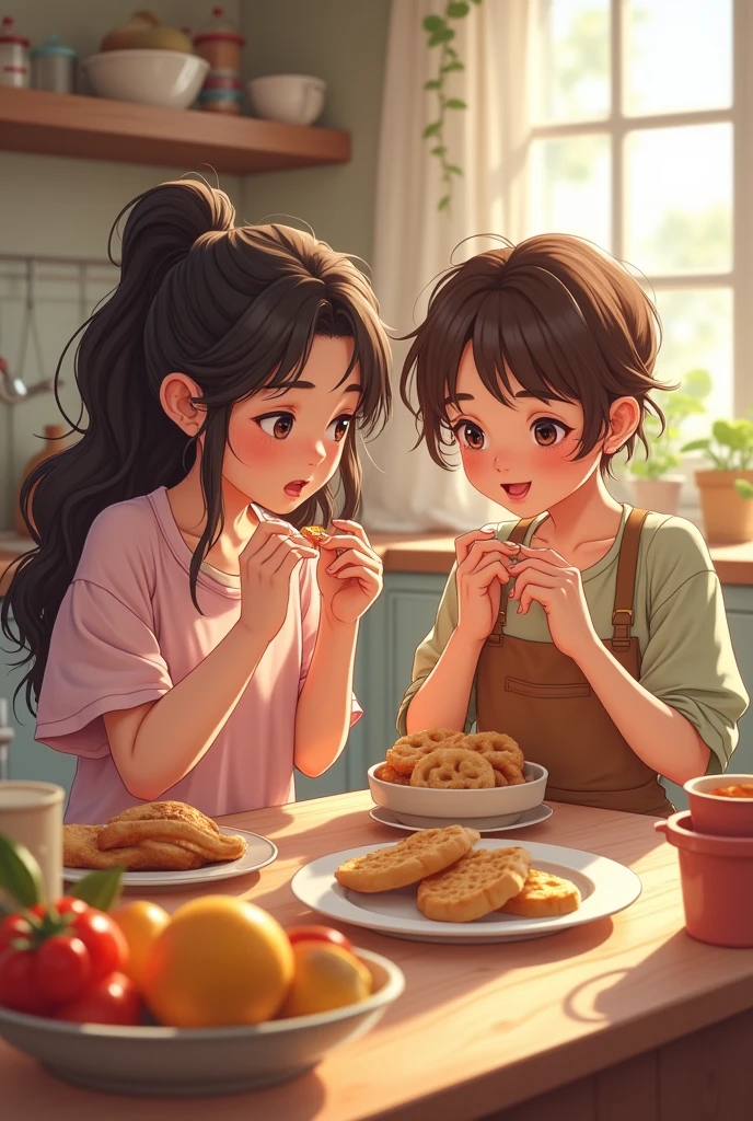 One girl and one tomboy food asmr 