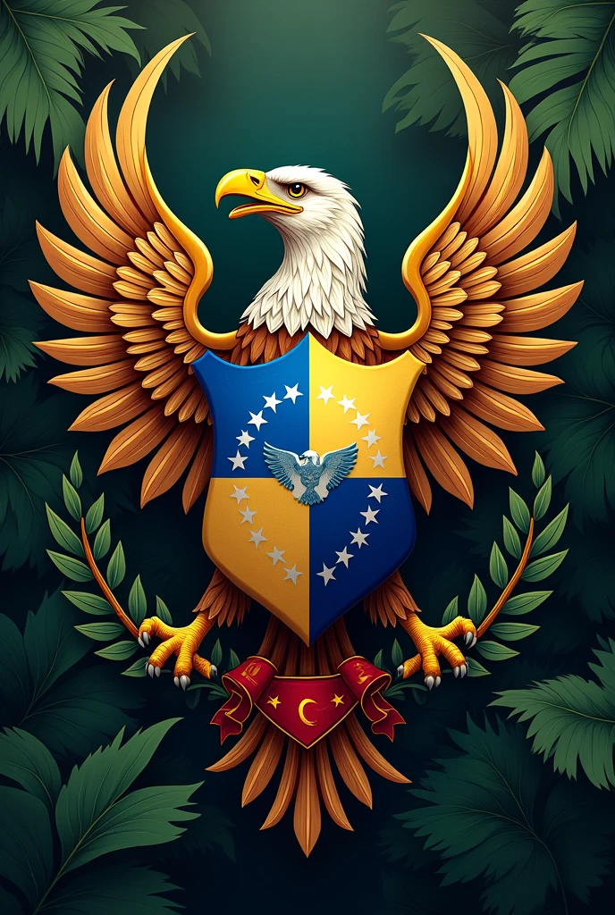 Creates coat of arms for Venezuelan resistance movement in the Dominican Republic, Use the same image, just include the 7-star flags of Venezuela and the Dominican Republic.