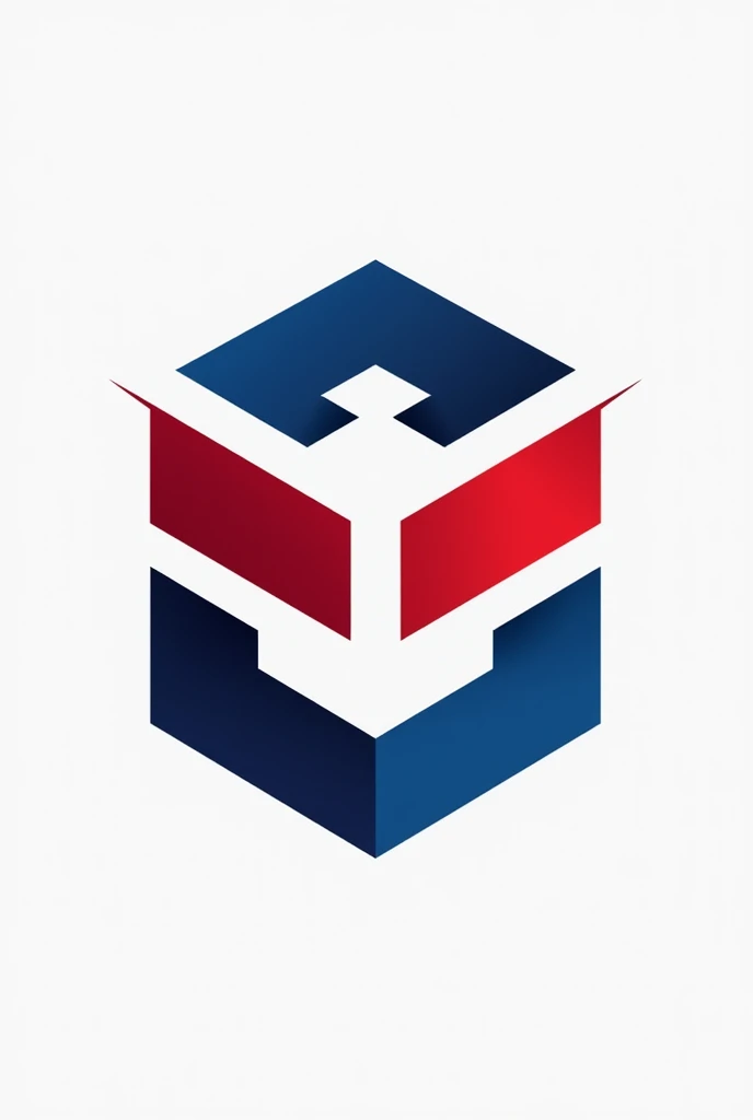 Create a logo with blue and red colors , for an American company that operates in the construction sector, carrying out demolition, painting-like, drywall, floor coverings among other services.