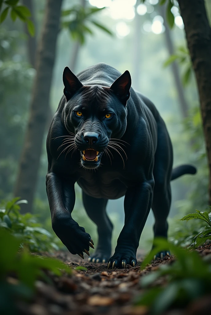 A pitbull and black panther hybrid