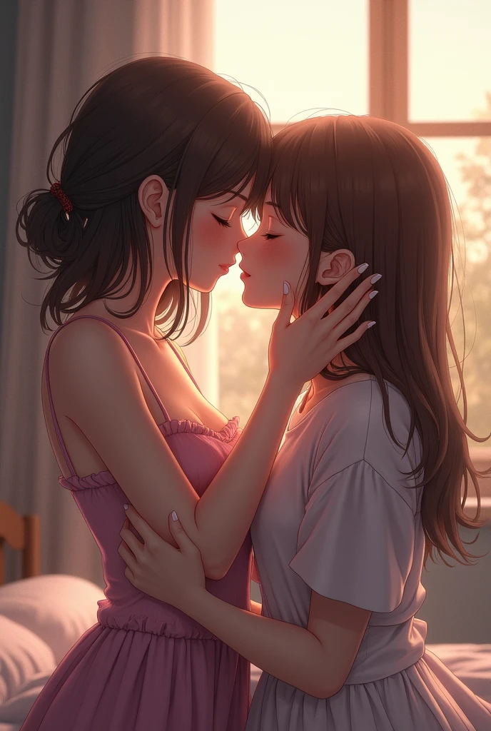 Tow girls kissing each other