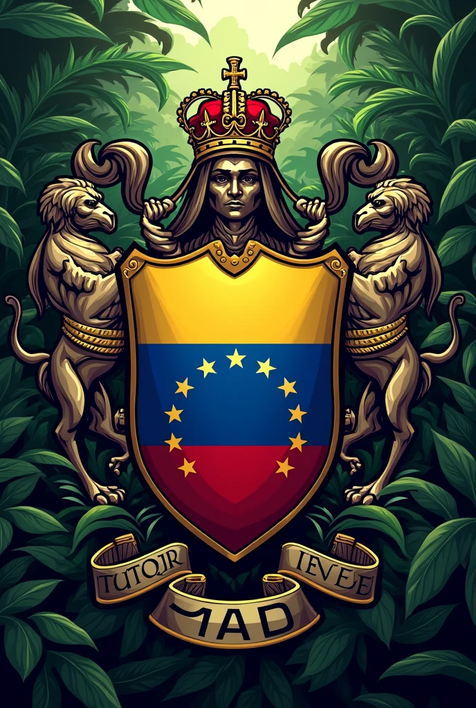 Creates coat of arms for Venezuelan resistance movement in the Dominican Republic,  incorporates the flags of Venezuela with 7 stars and that of the Dominican Republic 