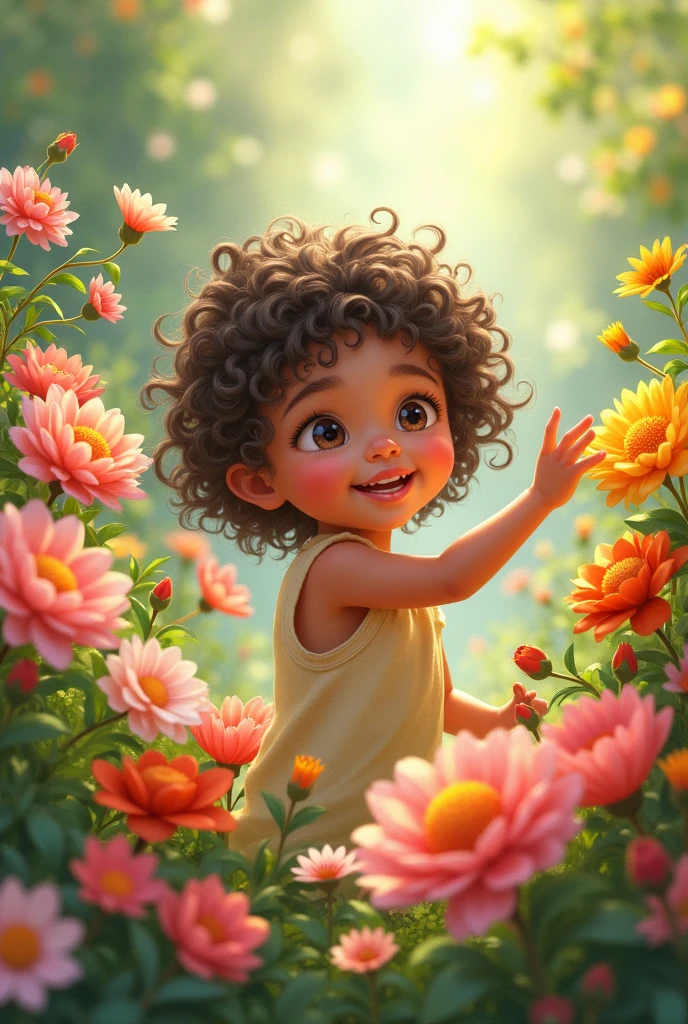 playing with flowers
