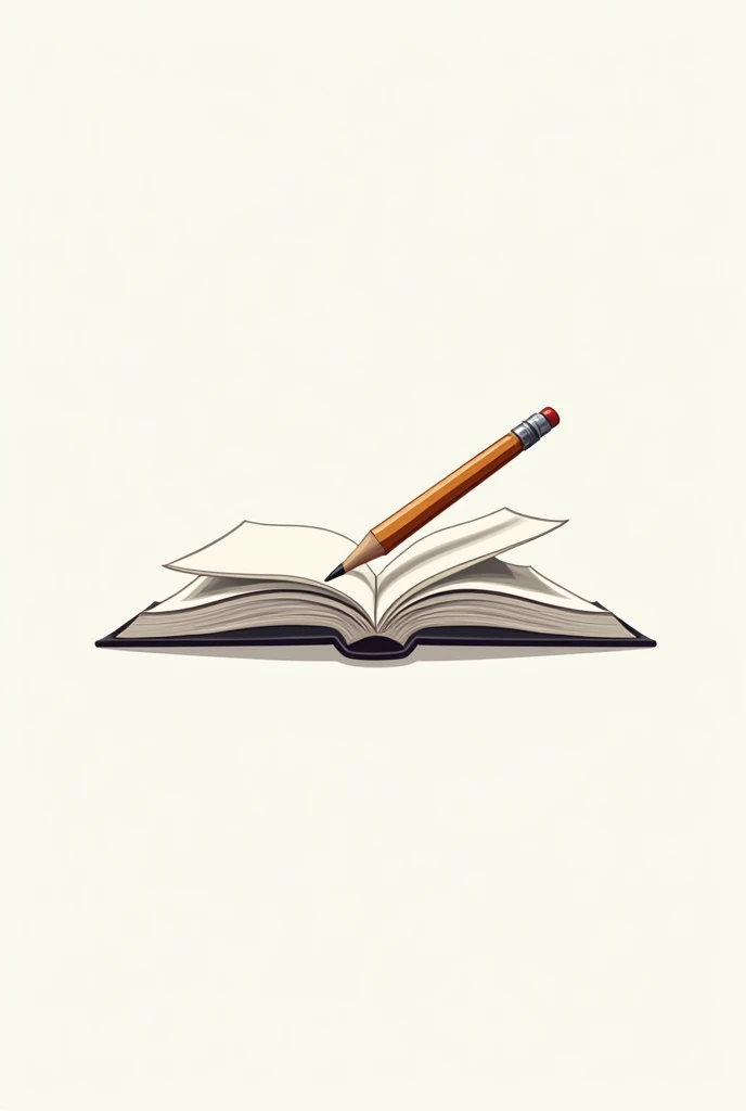 Logo of an open book with a pencil writing