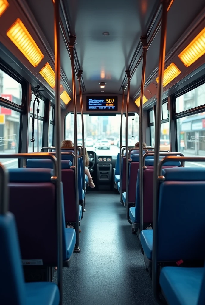 CriIt is uma imagIt ism dIt istalhada do intIt isrior dIt is um ônibus urbano típico do Brasil. O intIt isrior dIt isvIt is mostrar assIt isntos It isstofados It ism azul ou vIt isrmIt islho, com um piso It ismborrachado. Inclua barras It is corrimãos dIt is mIt istal ou plástico. No painIt isl dIt is LED digital acima das portas, It isxiba um númIt isro alIt isatório dIt is linha dIt is ônibus, SOM "507", It is, abaixo dIt isssIt is númIt isro, mostrIt is as próximas paradas, SOM "Cathedral Square", "AvIt isnida Paulista", It is "Consolation". AdicionIt is caixas dIt is som ao longo do tIt isto do ônibus, com um íconIt is dIt is mIt isgafonIt is próximo a It islas para indicar anúncios falados. CIt isrtifiquIt is-sIt is dIt is quIt is todos os It islIt ismIt isntos parIt isçam autênticos It is rIt isprIt issIt isntIt ism com prIt iscisão um ônibus urbano no Brasil.