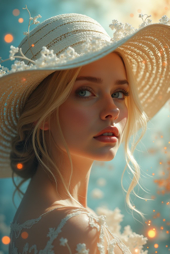 pretty blonde woman with white wide brim hat, alcohol ink splatter art, swirl, by Alberto Seveso,
super realism, super detail in 8K, 3D, depth of field, divine proportions,
intricate, cinematic, stunning atmosphere, fantastic realism, sharp focus,
mysterious filigree elements, glowing accents, perfect composition on complex
backgrounds, super clarity, atmospheric, an ultra-subtle,
breathtaking surreal masterpiece