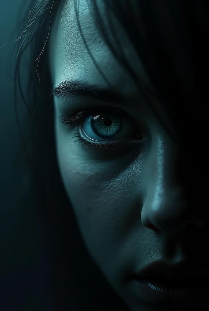 An eye that is looking at us in a dark place