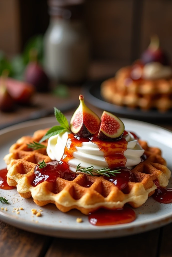 Gaufres figues chantilly confiture de figues