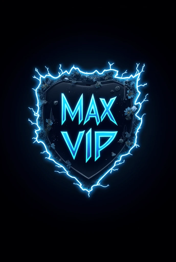 Logo Name MAX_VIP Black background, blue glow, black, request for effects and anime, request for cartoon characters, cool lightning bolts