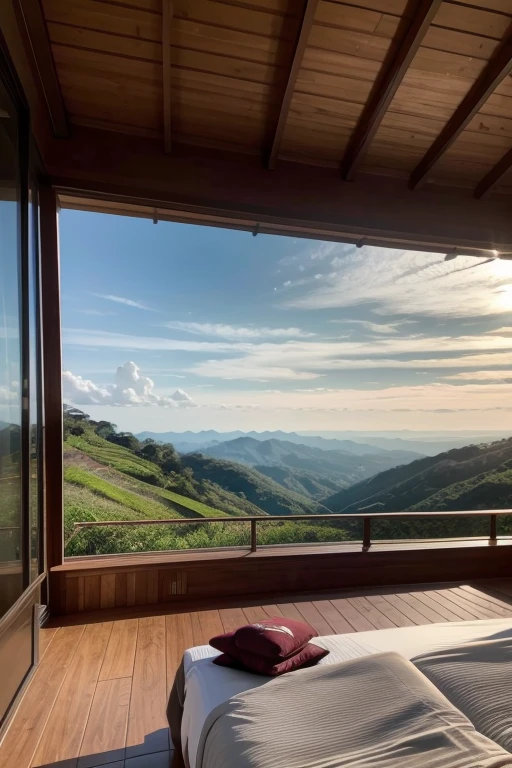 create the image of a hotel located in monte verde minas gerais overlooking a beautiful landscape