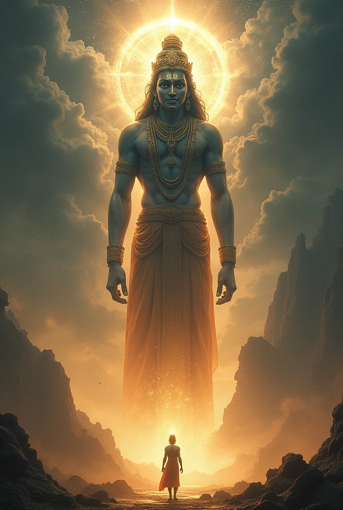 Divine Dream**: King Indradyumna dreaming of Lord Vishnu manifesting as Jagannath with a divine glow. and lord vishnu give blessing him
