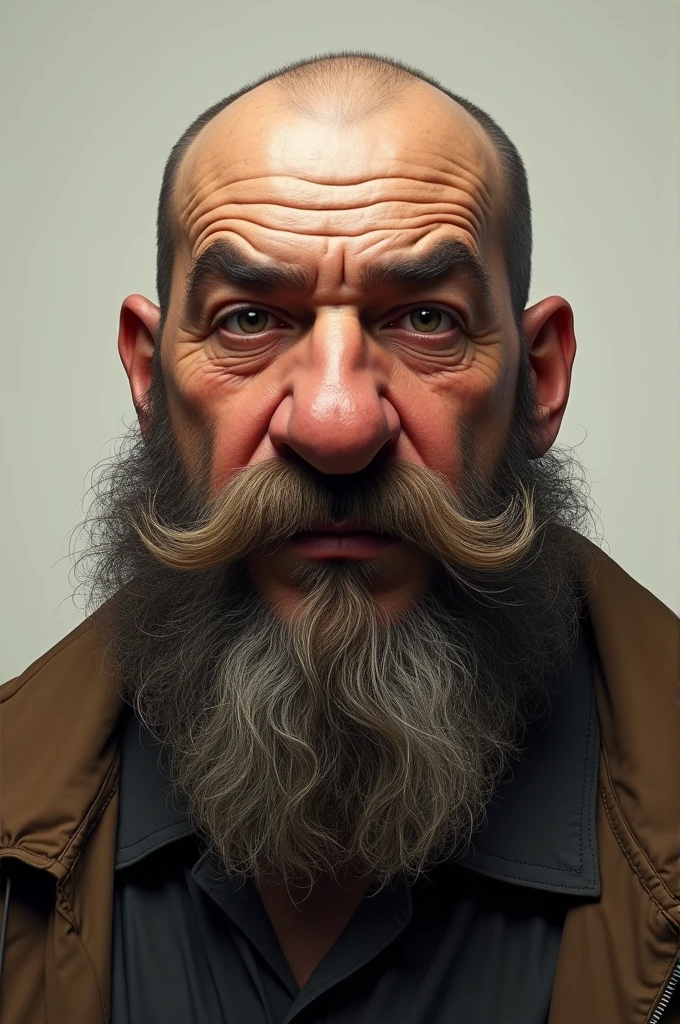 Fat hairy bolding man with big nose