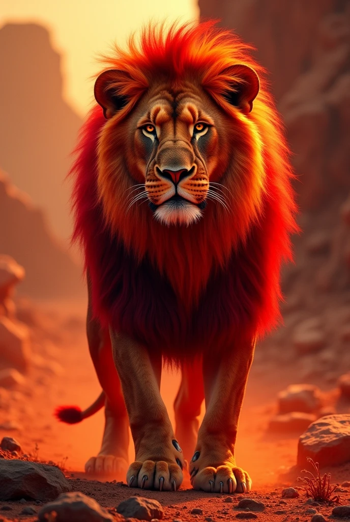 Lion in red colour 