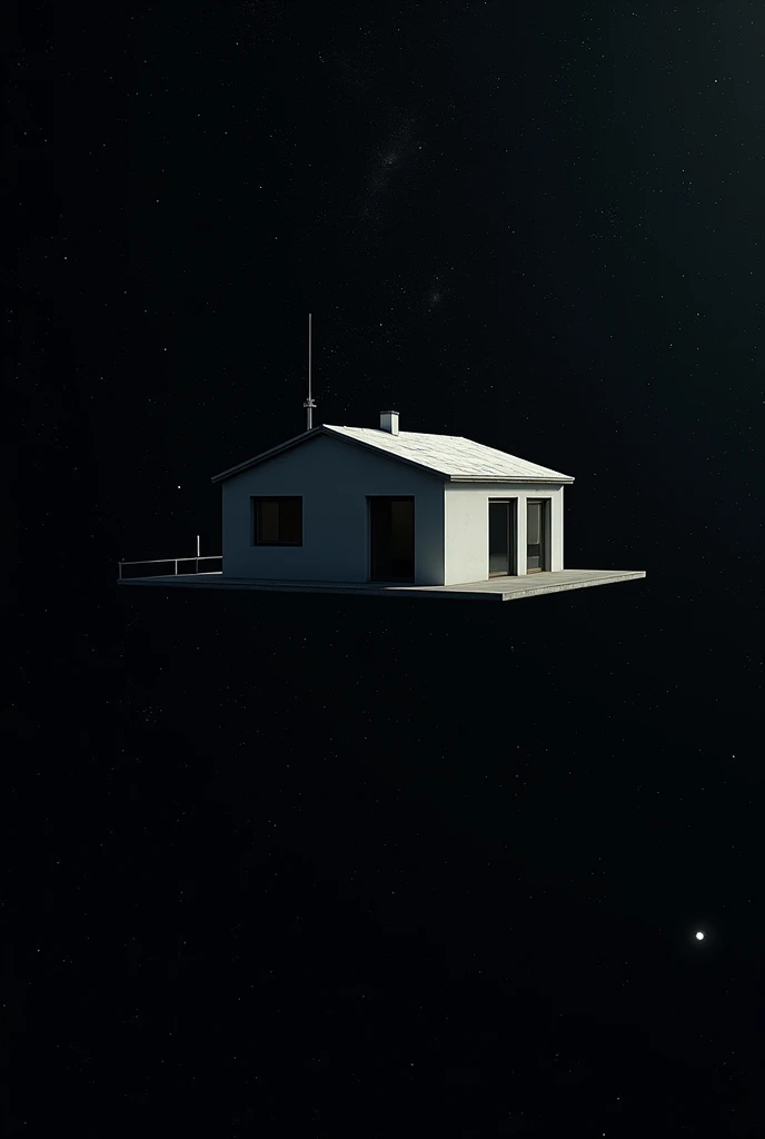 A house standing in space