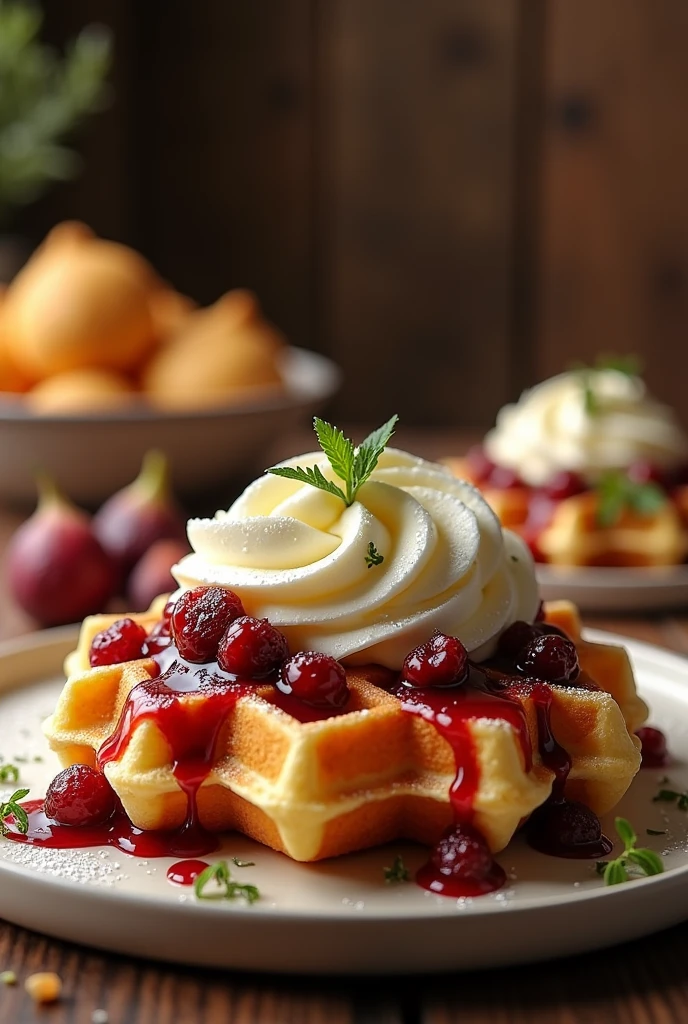 Gaufres figues chantilly confiture de figues 