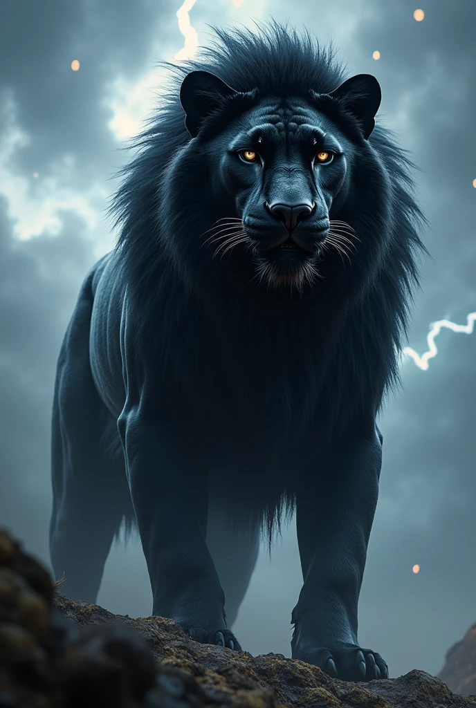 Black panther and lion combination