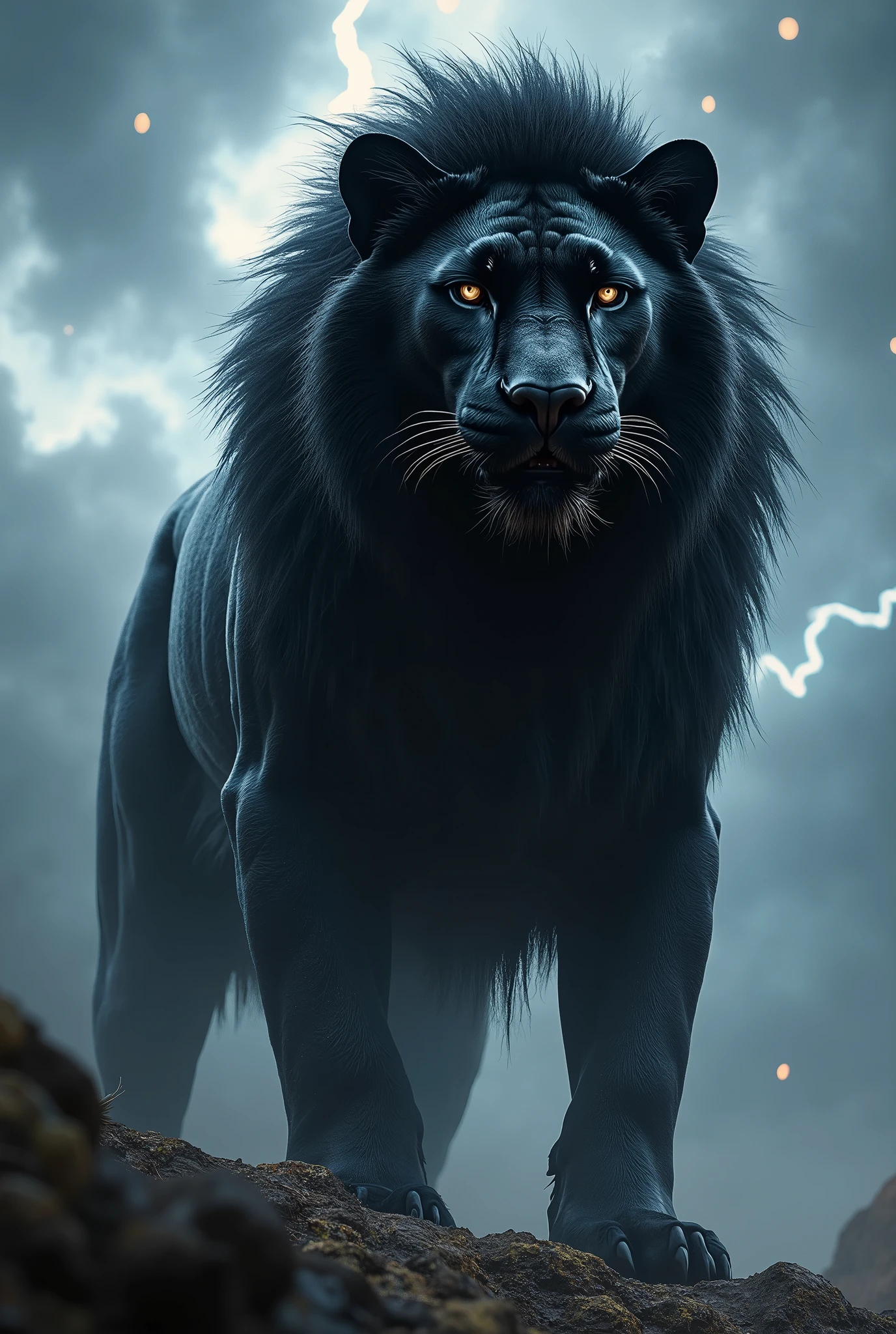 Black panther and lion combination 
