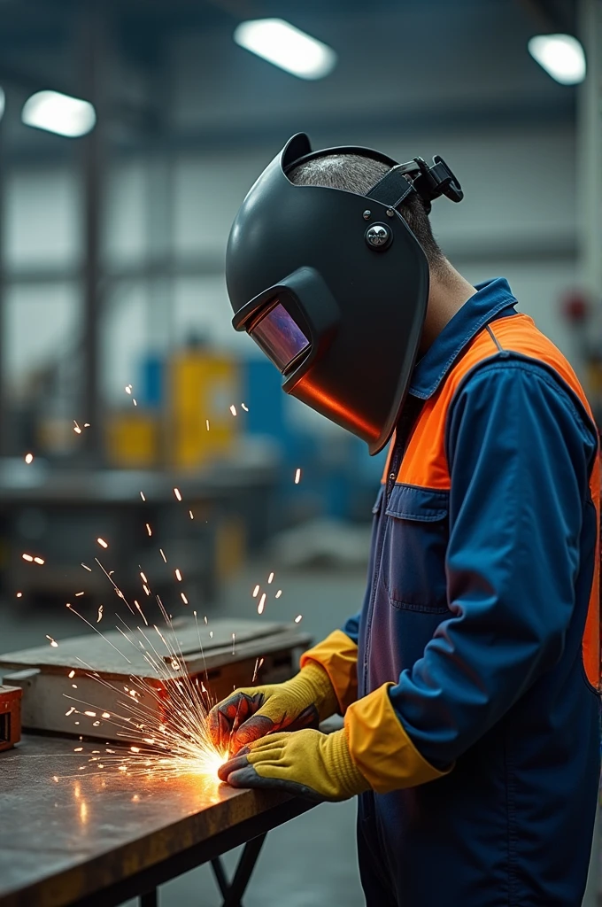 Create an image of an PPE and an EPC on the welding area 
