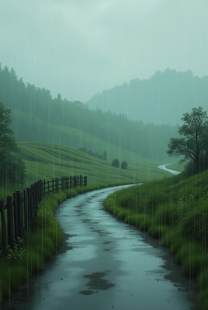 Rainy countryside