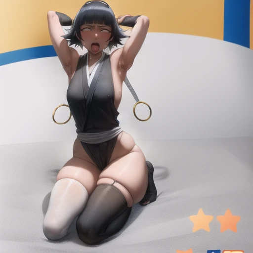 ( Animation screenshots:1.1),Nipple exposure, 1 female, Solitary, Black Hair, Side breast,eternity, short hair with long locks, Japanese Clothing, - Hip vents, No underwear,short hair, Small Breasts, No eyeballs, Also available in black, low twin braids,Facing the audience, looking at the audience, tired, from below, (Exposed armpit:1.1), ((armpit:1.2)), Sweating, More and more sweat,(ahegao), (Roll your eyes), Naughty face, blush, open mouth, Sticking out tongue, saliva, Slobber,Skinny, raise arms,full body, kneeling, Runny nose, drooling, (muscle 1.4),(arms above head:1.5), Look at the audience, Tongue, saliva, Slobber, saliva拉丝, White eyes, White eyes球, syncope, Desperate mouth, 吐Tongue, 翻White eyes, 伸出Tongue.