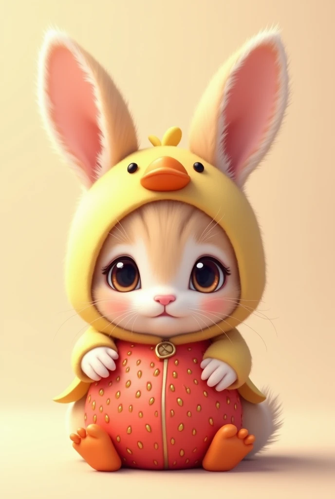 British Shorthair,Anime Touch,Baby rabbit,Rabbit in a duck costume、Strawberry Peel Costume