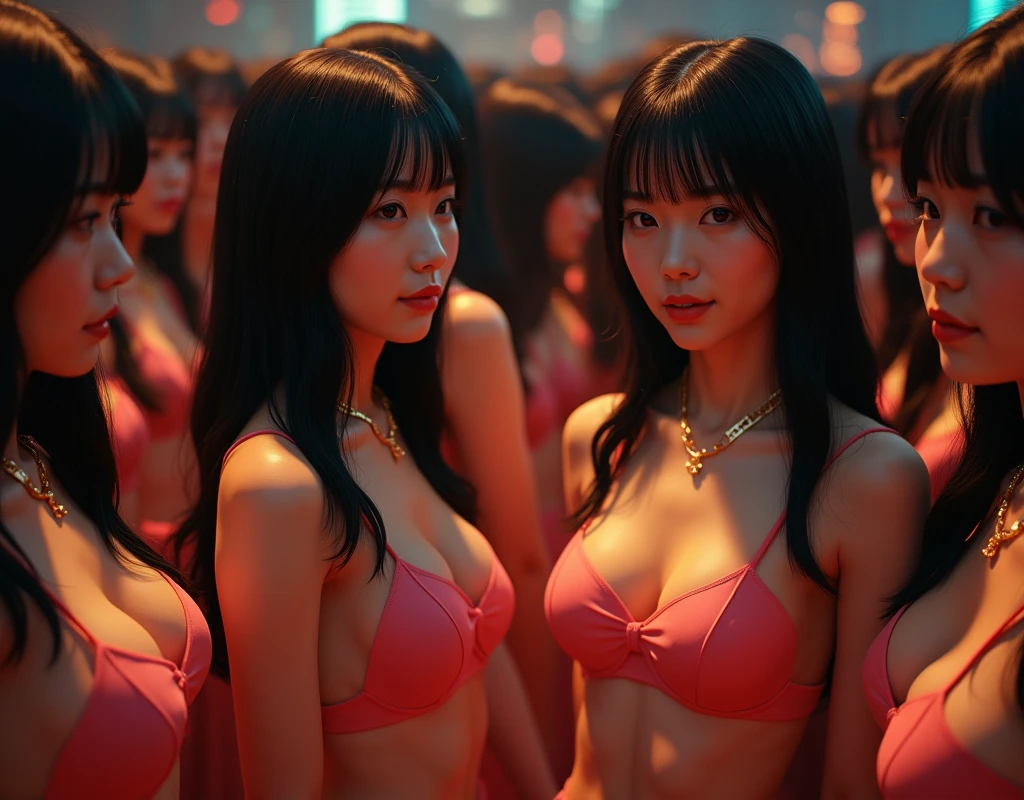 (No need for a center subject in the foreground), (Japanese Clone-girls=Myself), (Super Best masterpiece Clone-girls Raw Photography Art), (16K, Highest quality, Ultra-high resolution, RAW Photos), (It's so unrealistic., With unparalleled depiction, With an unfathomable sight, An unprecedented and shocking worldview, Clone-girls: In a world of mass reproduction, Ultra-realistic depiction), (Japanese girls, Saito-Asuka, 26yo), (Small face, Glossy dark hair, long hair, Dark Eyes, Mature face, Cute Smile), (A charming smiling face), (Very beautiful and detailed girl, Accurate body structure, Accurate body movements, Very detailed body), (Super big breasts, Large bulge of ample breasts), (Sexy Dress, Emphasise the fullness of your breasts), (Very detailed, Myself cloning, Depiction of splitting oneself, 1Myself girl→1,000,000,000,000,000,000,000,000,000,000Myself cloning girls), (Myself clone girlsは, With the same perfect appearance, to multiply in large numbers), (Very detailed depiction, Myself's multiplying female body, In the same female body,With the same face, With the same hairstyle, In the same clothes, At the same height, 同じSuper big breastsで, A completely indistinguishable female body, 1,000,000,000,000,000,000,000,000,000,000 people), (Myself girls only), (1,000,000,000,000,000,000,000,000,000,000Myself girls), Sexy hostess in the crowd, Night club at night, intertwined female bodies, Rubbing your, Seductive hand movements and gestures, Let's play with ourselves!!!
