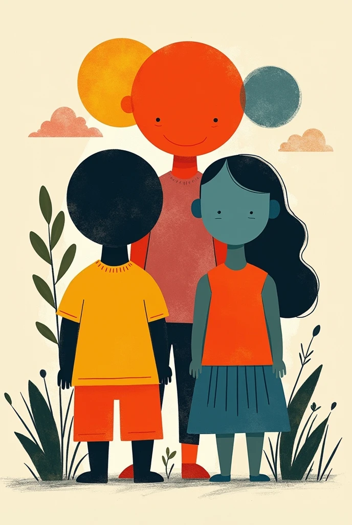 Simple color blocks,Illustration style,sketch,Parody of the famous painting Children of Man