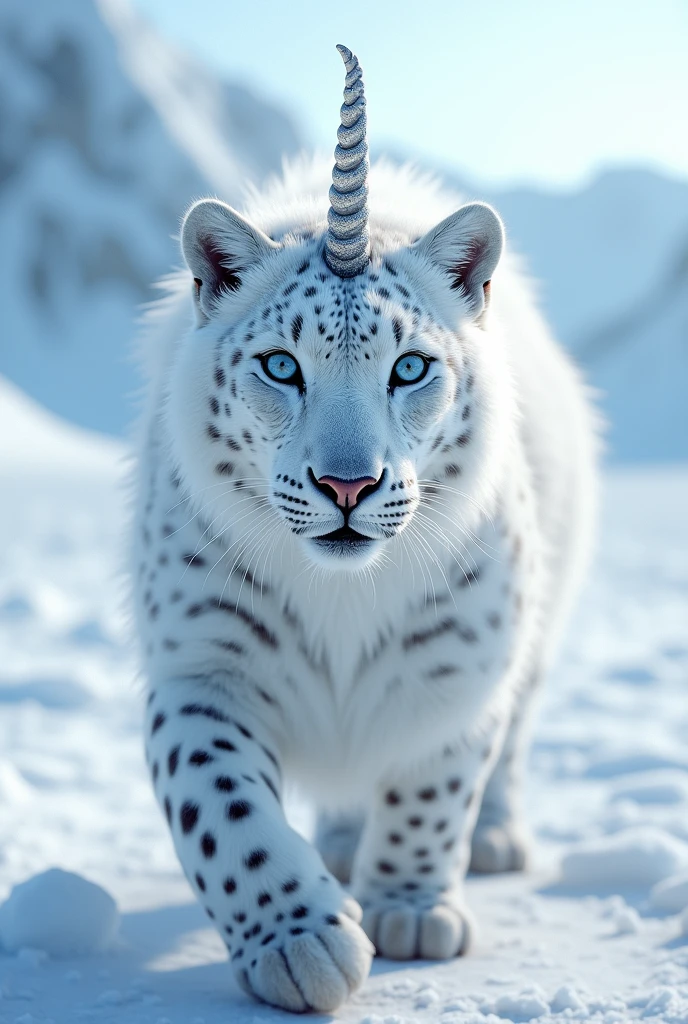 Leopard and unicorn fusion in Antarctica white color
