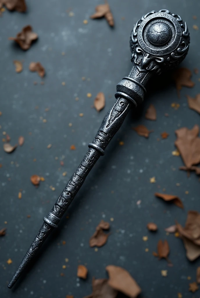 I would like a wand for a Harry Potter RPG, It has the following characteristics: celestial eye wand, with silver-veined ebony wood, with phoenix owl feather core, length of 13,5 inches, unyielding, with a black finish and a soft silver sheen, Along the wand are ancient and intricate runes, the handle is adorned with a carved owl's eye