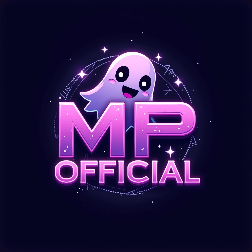 This is a gaming logo that features the name "MP OFFICIAL" in a futuristic font and PURPLE AND WHITE and CARTOONISH GHOST avtar, ABSTRACT BACKGROUND. The logo is designed to be attractive and eye-catching, ,and to appeal to gaming enthusiasts and You Tube viewers. I hope like it.