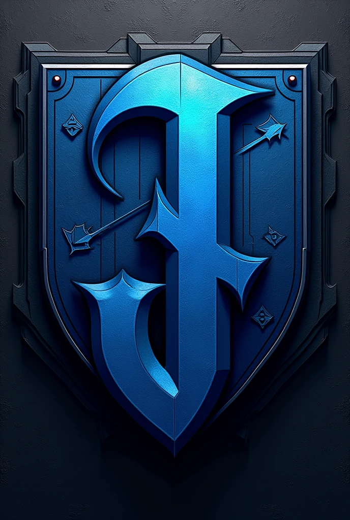 Blue I with a J , in a coat of arms , gaming
