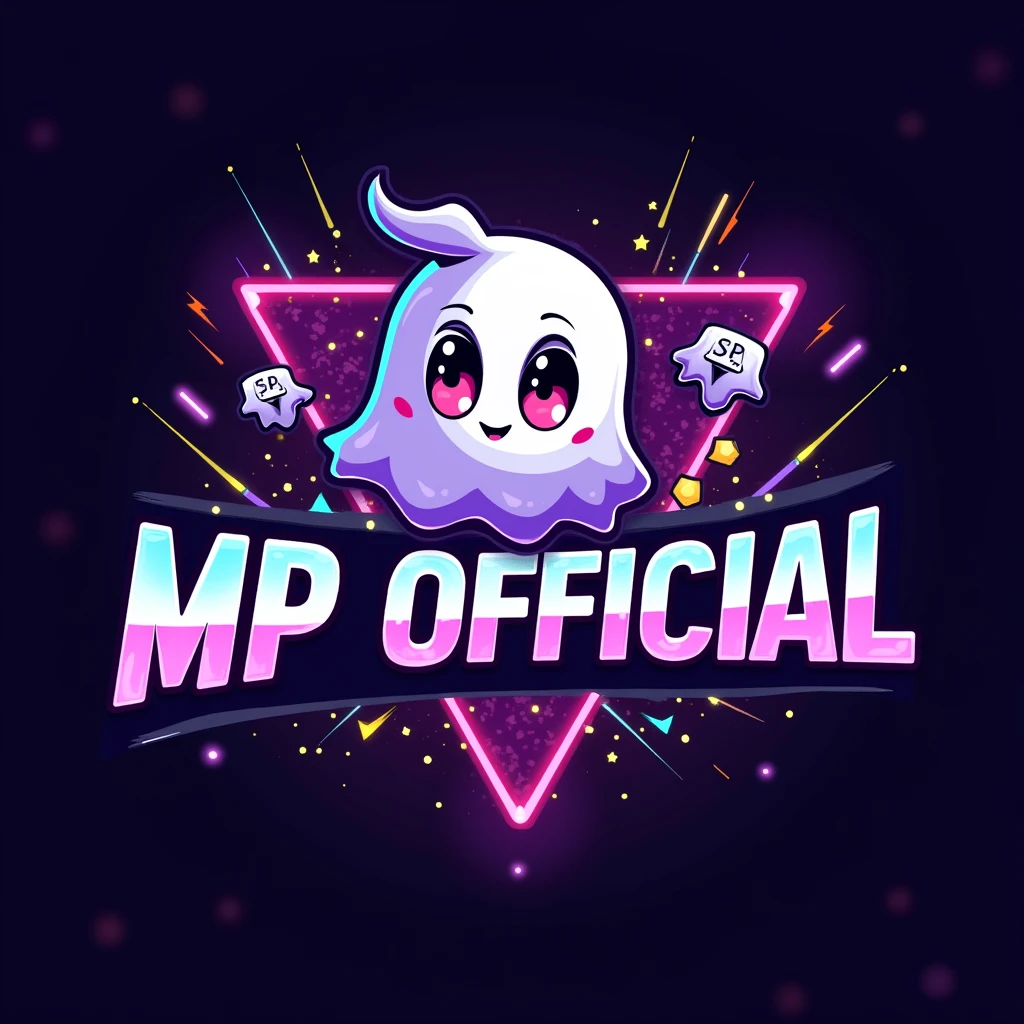 This is a gaming logo that features the name "MP OFFICIAL" in a futuristic font and PURPLE AND WHITE AND YELLOW and CARTOONISH GHOST avtar, ABSTRACT BACKGROUND. The logo is designed to be attractive and eye-catching, ,and to appeal to gaming enthusiasts and You Tube viewers. I hope like it.