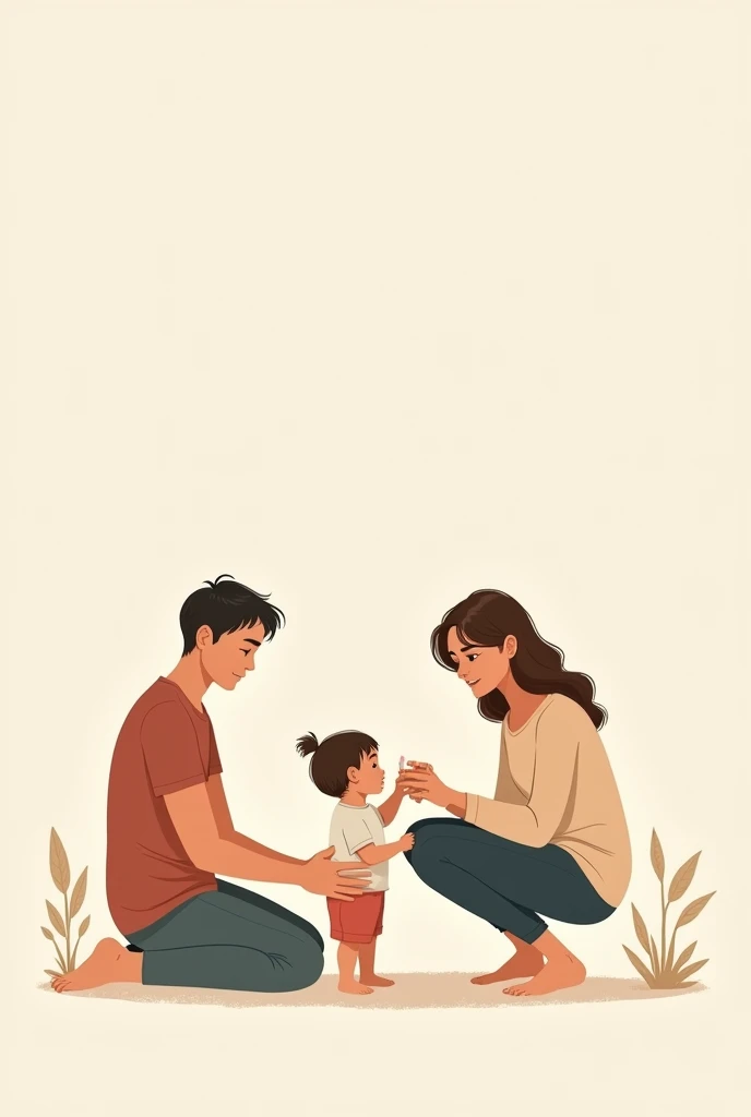 parents showing temperance and patience with a toddler shown in a simple art form