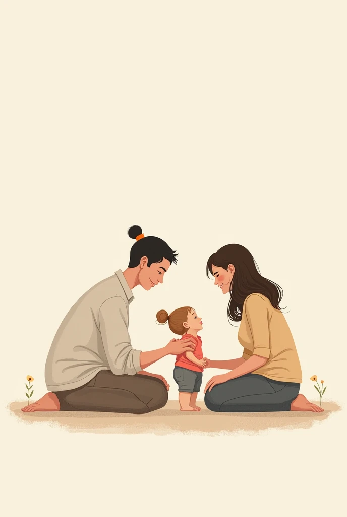 parents showing temperance and patience with a toddler shown in a simple art form