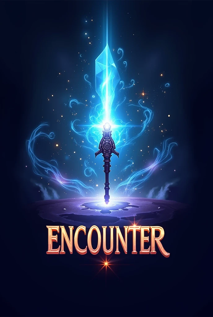 A logo for my show which name is encounter 
In which use gun , don't use man image , gave it magical theam , write text encounter 
