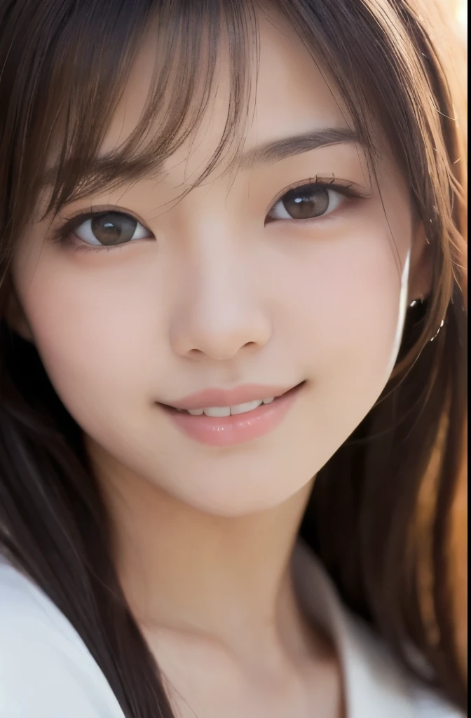 best quality, face focus, soft light, ultra high res, (photorealistic:1.4), RAW photo,(Shinozaki Ai), (fair skin),
1 Japanese girl, solo, cute, smile, (pupil, lights in the eyes), detailed beautiful face, Medium-sized breasts,(high resolution detail of human skin texture),(portrait), upper body, white kimono, long hair
