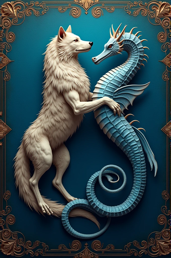 A wolf and a seahorse flag 